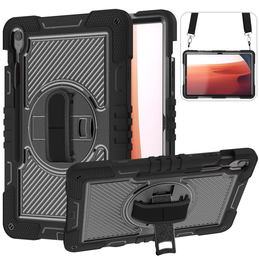 360 Rotating Stand Case For Samsung Galaxy Tab S10 FE Plus 2025 13.1" SM-X620 X626 X626B Silicone+PC Cover With Shoulder Strap