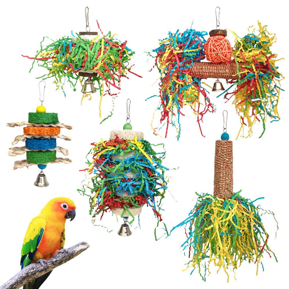 Vogel-Futterspielzeug Buntes Vogel-Schredderspielzeug Schredder-Knabberzubehör Leckerli-Spender Bewegungfördernd Geistig stimulierend