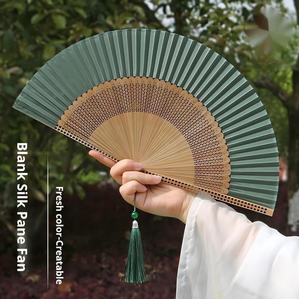 Natural Bamboo, Elegant Chinese Style Folding Bamboo Fan, Retro Style Handheld Fan 21CM (8.75 inches) Suitable for Men and Women