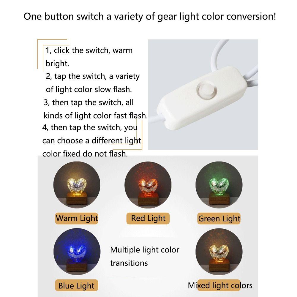 Colorful 3D Fireworks Night Light Romantic Atmosphere Heart Shaped Atmosphere Lights  Living Room