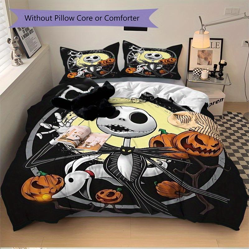 3pcs Set Nightmare Before Christmas1pc of Quilt Cover+2pcs of Pillowcase, No Core, Print Bedding, All Seasons Bedroom Setting003