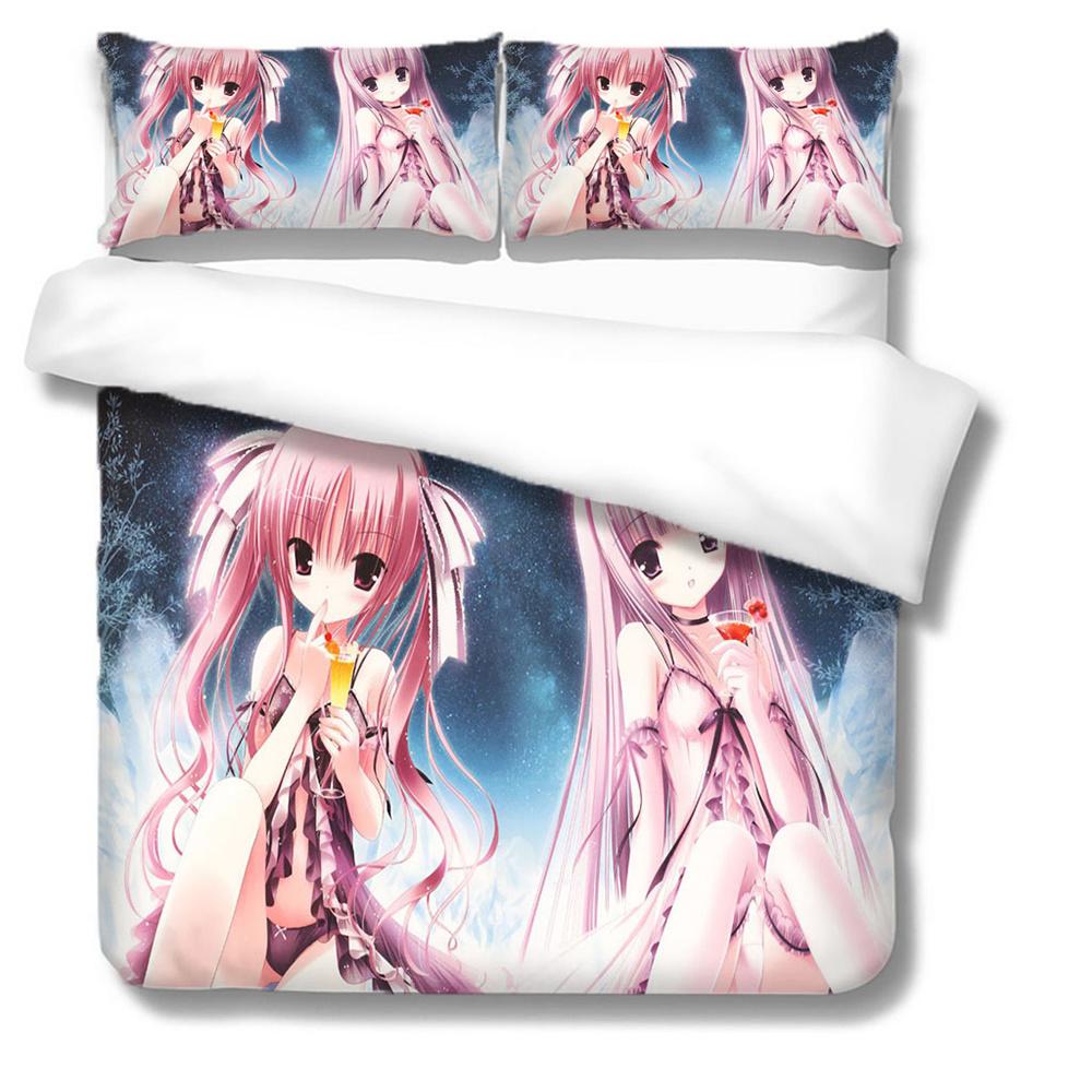 Anime Sexy Girl Duvet Cover Set Soft Polyester Microfiber Textile Queen Size Bedding Set With Pillowcases For Teens Boys Girls