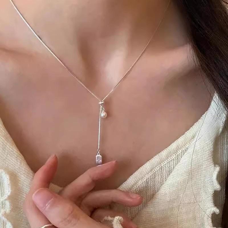 S925 Sterling Silver Necklaces For Women Simple Chain Fashion Minimalist Pendant Necklaces Adjustbale Necklace Birthday Gift