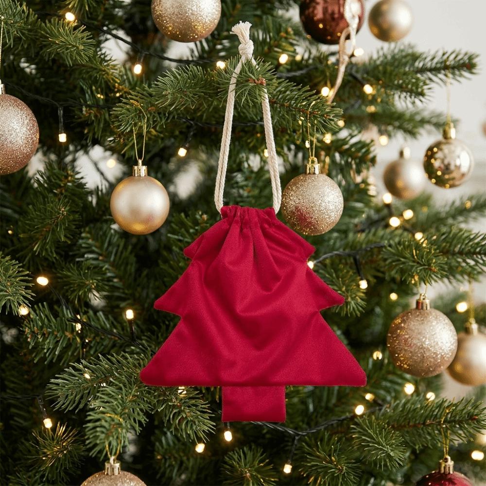 3Pcs/Set Velvet Christmas Tree Gift Bags Tree Shaped Christmas Candy Treat Bag Birthday Party