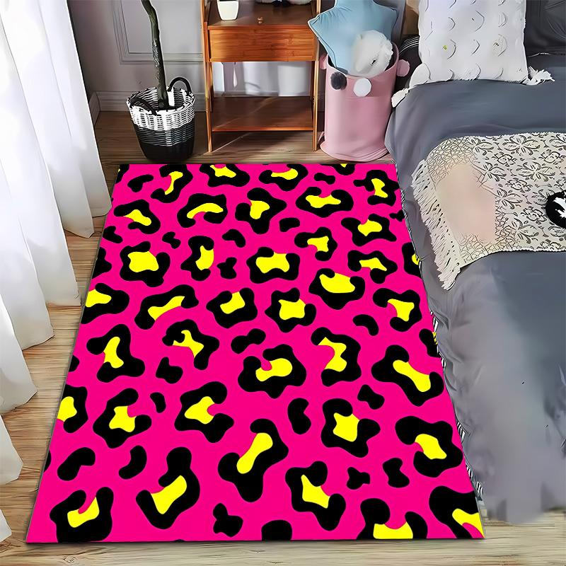 

Leopard Pattern Carpet with Gradient Pink-Purple Background, Modern Animal Print Style Suitable for use san anti-slip for room and bedroom sofas 40x60cm( 15x23in )