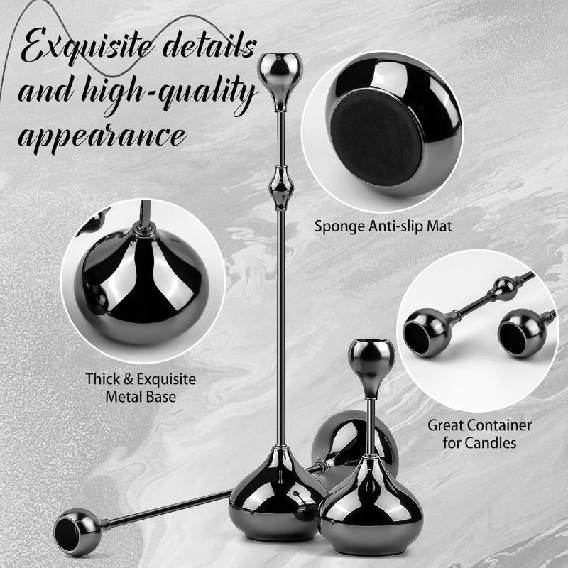 3Pcs Silver Candle Holder, Metal Candlestick Romantic Art Table Decoration For Home Dining , Wedding Photography Props