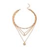 Women Necklace Multi-layered Coin Pendant Thick Hollow Chain Adjustable Length Electroplated Hip Hop Club Party Punk Neck Jewelry