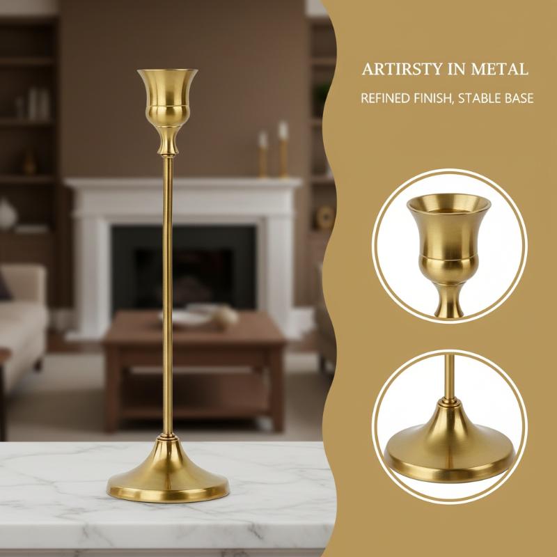 Aluminum Candle Holders 3 Piece Set Vintage Metallic Decorative Centerpieces for Tabletop Living Room Dining Parties