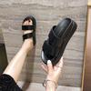 Genuine leather~ Summer double-belt one-word cool slippers with non-slip soft bottom 2025 new open-toed beach women's slippers