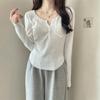 Slim Fit T-shirt Women's Early Autumn Thin Versatile V-neck Slim Short Long Sleeve Inner Base Layer Knit Top