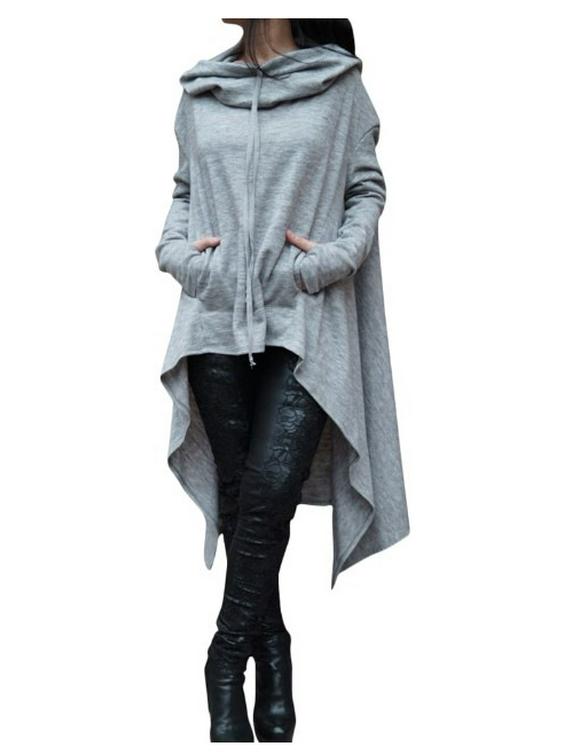 Felpa con cappuccio lunga tinta unita stile europeo americano 9308 per autunno e inverno