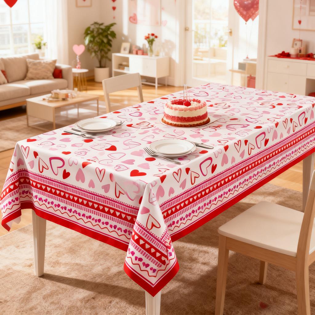 Frohen Valentinstag Tischdecken 1 Packung Herz Rot Kunststoff Partydekorationen 54 X 108 Tischdecke Jubiläum Valentinstag Hochzeit Geburtstag