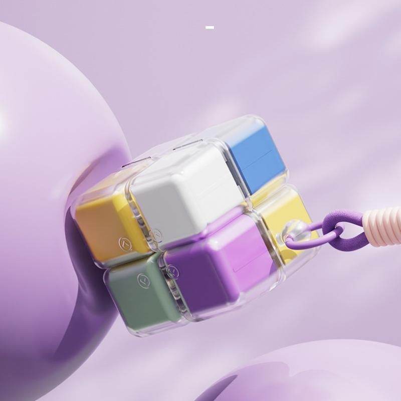 Magic Cube Pill Box With Lanyard Portable Pill Box Medicine Packaging Box Suitable For Pocket Travel Vitamin Tablet Storage Box