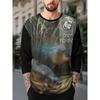 Men's Outdoor Fishing Long Sleeve T-shirts 3D Fish Print Round Neck Tshirt Summer Casual Loose Top Oversized Men Fishing Clothes