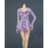 HAMRETHYPPZ 1/6 Costume Female Frill Dress V-Neck Sexy Skirt Purple (Body, Head, Shoes Not Included)