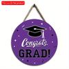 2D flat 20*20cm 1pc Simple and atmospheric style Purple Graduation Wall Hanging Decor, Bachelor's Cap pattern high quality Round Wood Art Plaques Sign