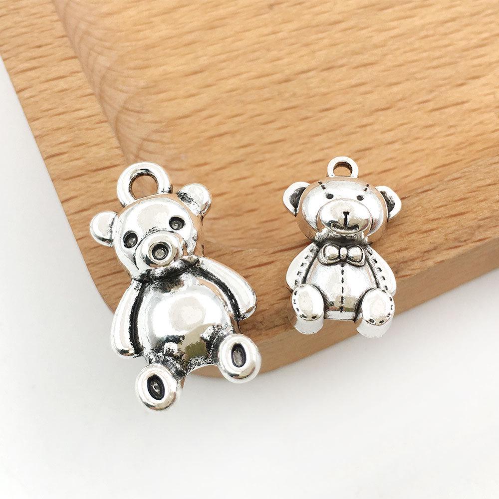 

3D Antique Silver Teddy Bear Pendant for DIY Earrings & Phone Charms