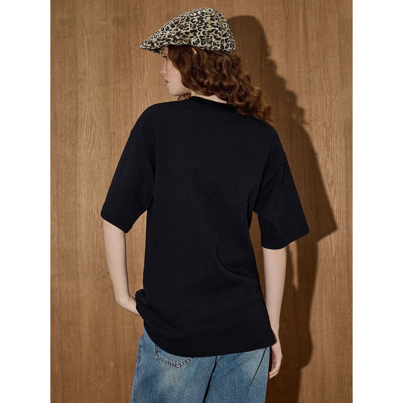 Coolhut2025 Summer Loose Distressed Short-Sleeved Casual Women's T-Shirt with Letter Print Design