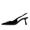 Fashion Luxury Designer Slingback Mules Heels Women Sexy Pointed Toe Patent Leather Thin Heeled Sandals Comfortable Elegant Office Shoes