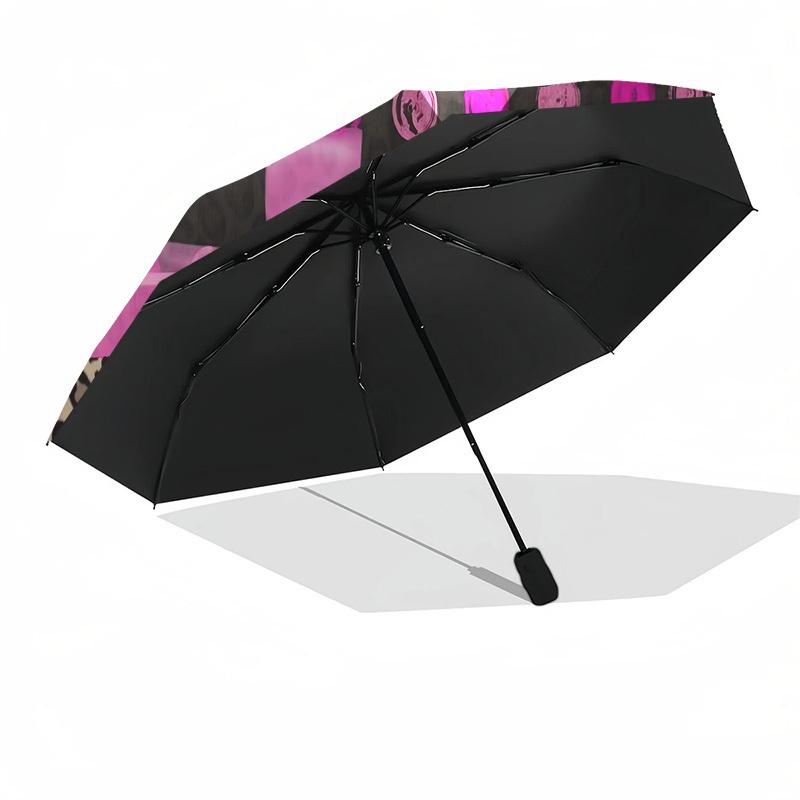 1pc Leopard Print Ribbon Gift Wrap Umbrella with Plastic Handle,Compact & Stylish,Cartoon Pattern,Outdoor UmbrellaPT358