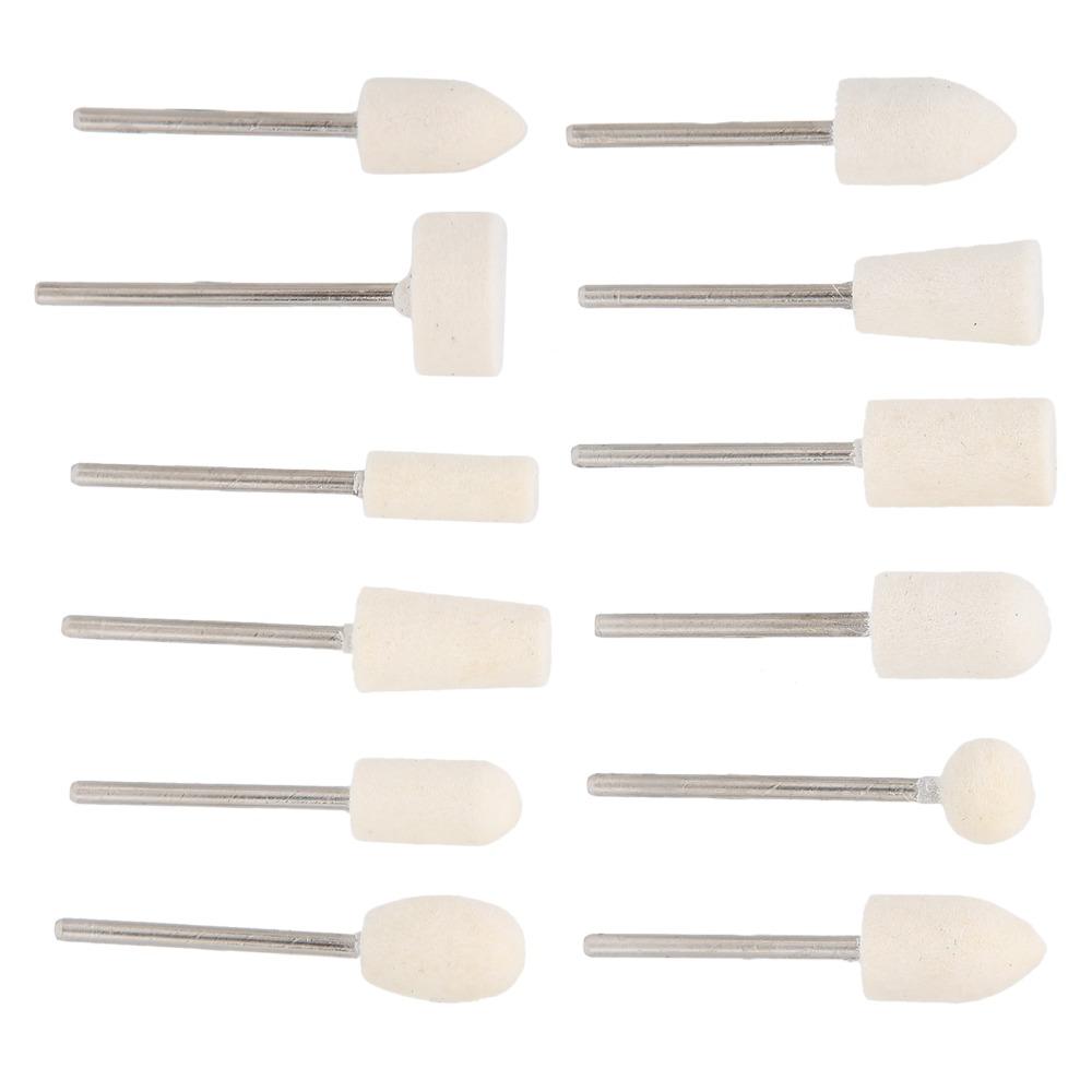 12pcs Premium Wool Felt Nail Drill Buffing Bit Wool Felt Nail Bits Gel Nail Surface Fine Buffing