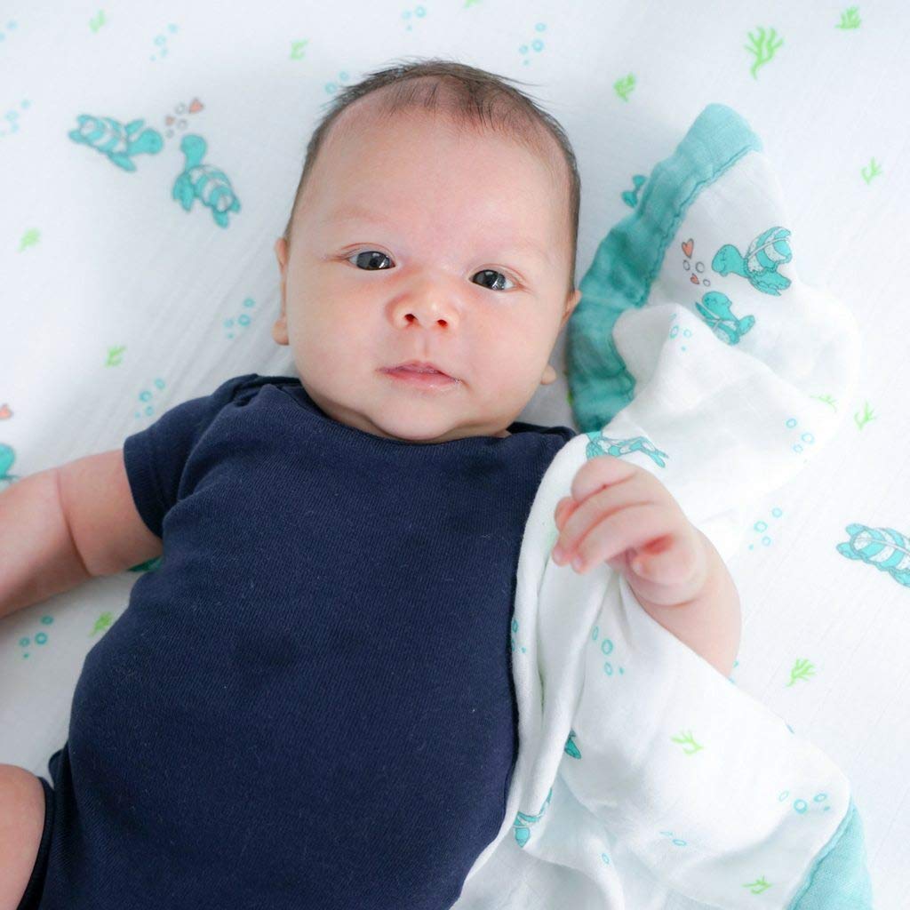 Coco Moon Blanket Honu Sea Turtle Print Ocean Creatures Hawaiian Baby Mini Blanket Silky Soft To the Touch (Coco Moon) [Security / Honi]