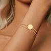 Vnox Dainty Initial Coin Bracelets, Womens Layerd A-Z Letters Monogram Bracelet, Stacked Stainless Steel Link Chain Bracelets