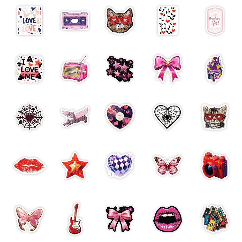 10/30/50pcs Y2K Red Lip Series Stickers Love Kawaii Aesthetic Graffiti Decals DIY Scrapbook Fridge Suitcase Cool Cartoon Sticker