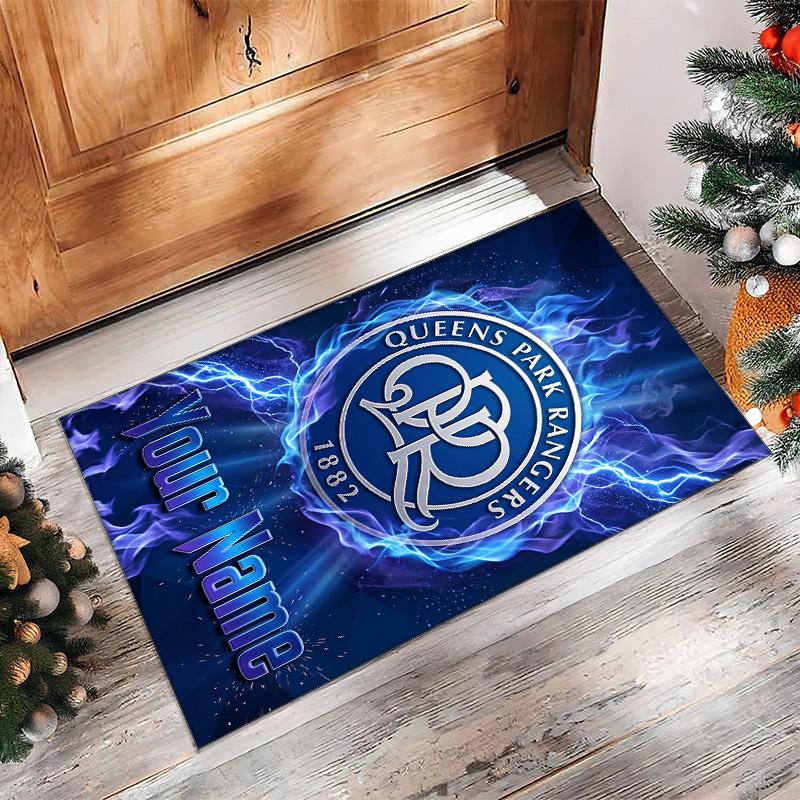 Queens Park Rangers FC Printed Crystal Velvet Rug Non‑Slip Crystal Velvet Carpet For Sofa Bedroom Indoor Home Decoration