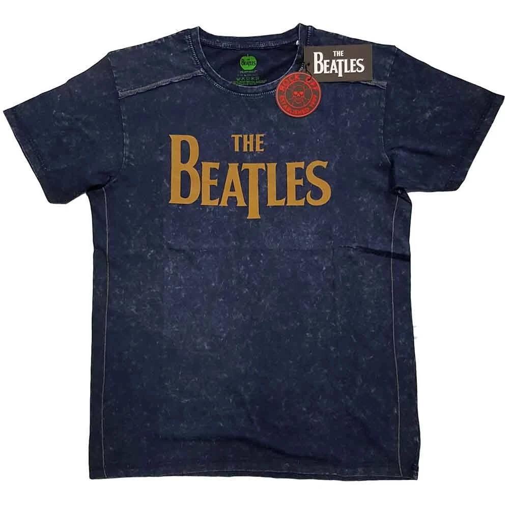 The Beatles  Drop T Logo  Blue Snow Wash T shirt - NEW 4XL