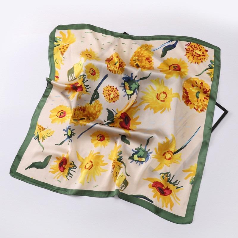 70 simulated silk scarf square scarf women's fashion letter printing small square scarf workplace decoration scarf scarf