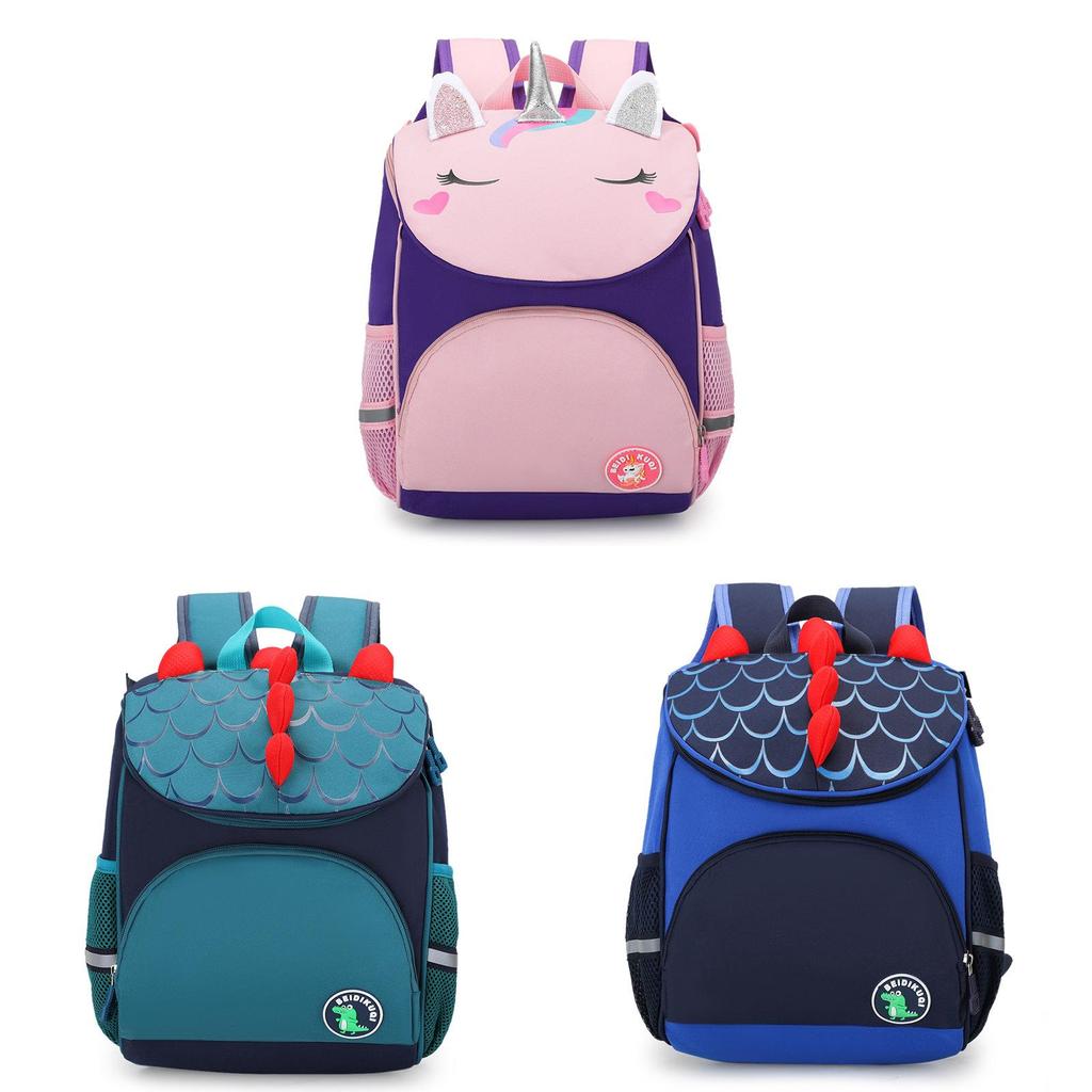 Kids Cartoon Dinosaur Backpack With Breathable Nylon For School And Travel