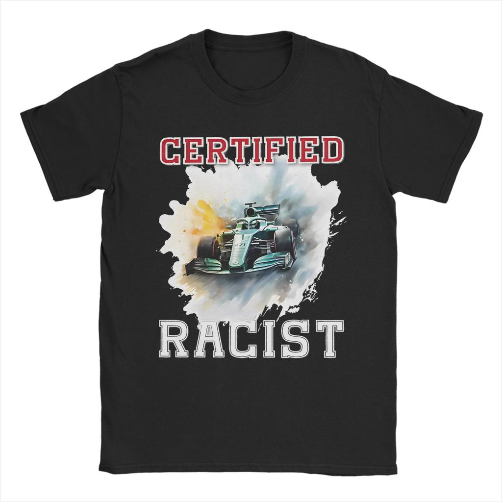 Vintage Professional Certified Racist Racing Meme T-Shirt Men Round Neck Short Sleeve Tops  Cotton Summer Top Tee