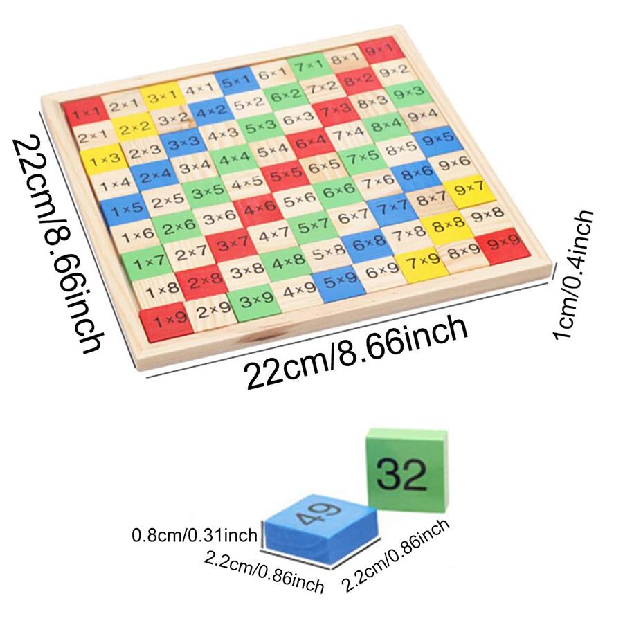 Color Wooden 99 Multiplication Table School Teaching Aids for Mathematics Education Multiplication Calculation Learning Aid Tool