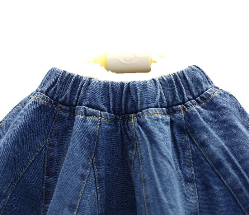 2018 Girls' Washed Denim Skirt with Rivets - All-Match Children's Short Skirt