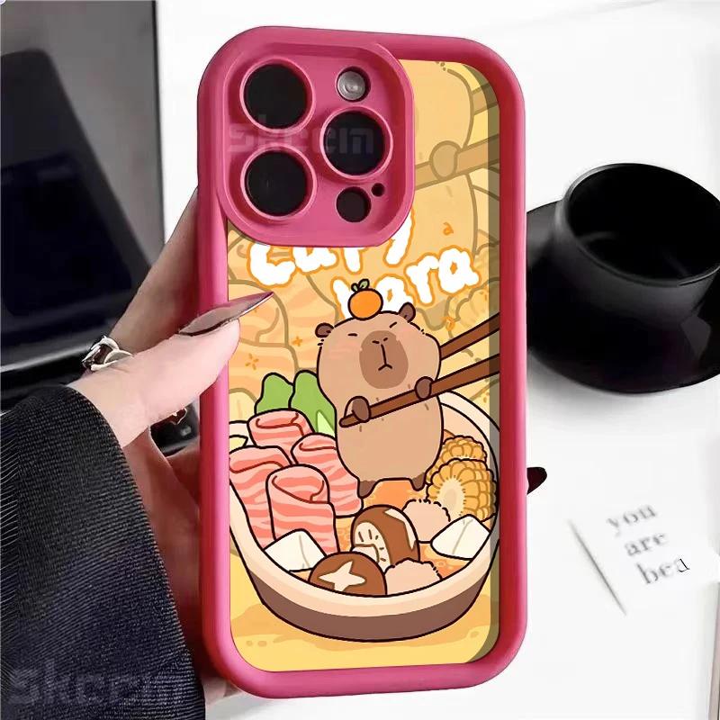 Cute Capybara Phone Case for iPhone 16 15 14 13 12 11 Pro Max X XS XR 7 8 Plus Funny Animal Soft Silicone Cover