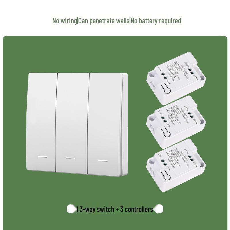 Battery-Free Wireless Switch: Easy Install, Multi-Control, Stick-On Design