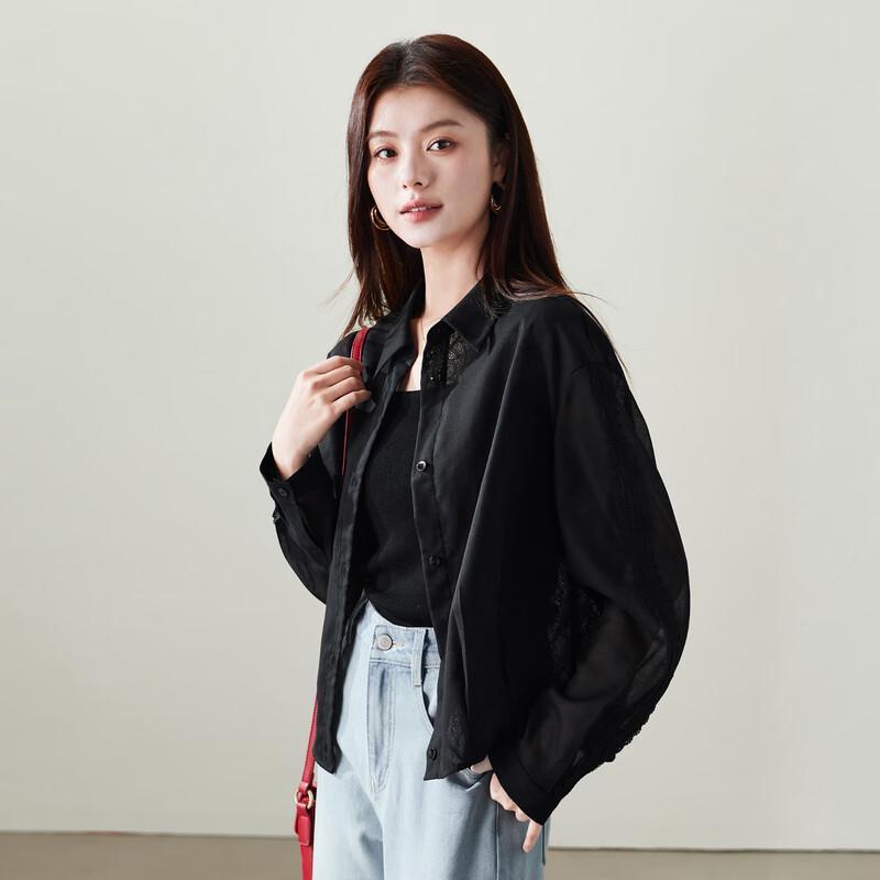 SOFSIL Women s 2026 Spring Embroidered Lapel Shirt M