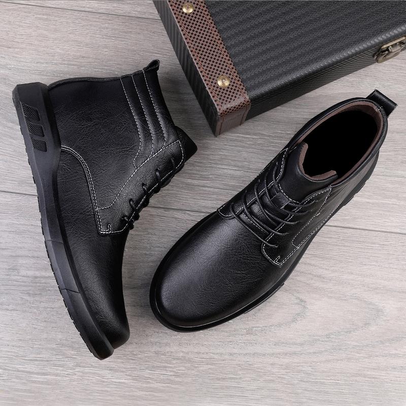 Luxury Brand Mens Ankle Boots Casual Outdoor Sneakers Genuine Leather Men Warm Winter Shoes Top Quality Man Business Basic Boots
