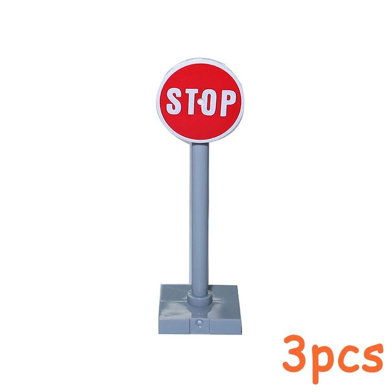 Non-Toxic Moc City Traffic Lights Road Signs Roadblock Signal Light Speed Limit Diy Building Block Scene Construction Minifigs Accessories