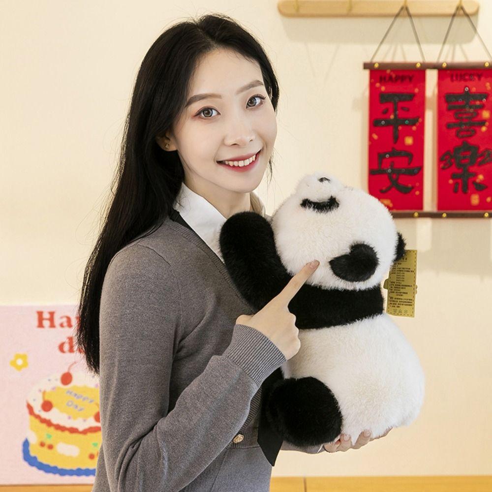 Crouching Posture Panda Stuffed Doll Fluffy Soft Panda Plush Doll Panda Plush Toys Kids Gift