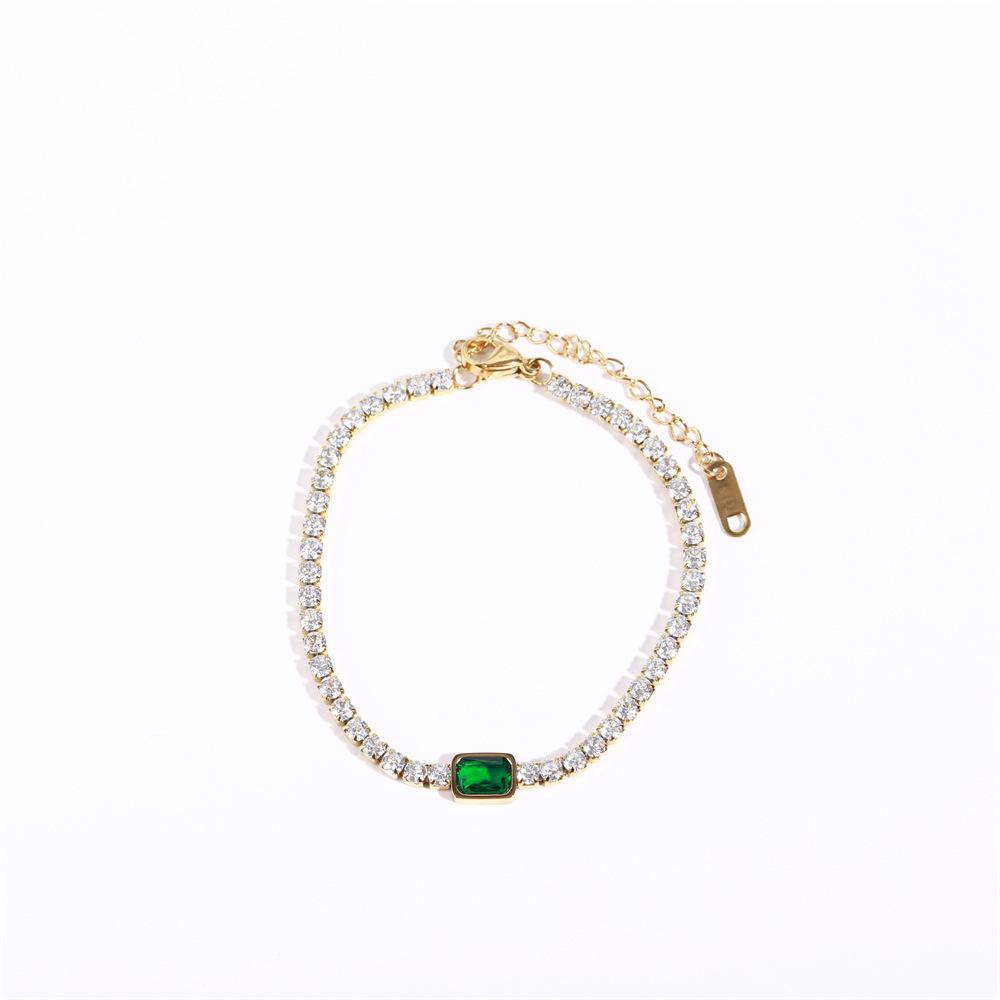 High Color Retention Tennis Zircon Necklace Emerald Zircon Chocker Short Necklace Simple Light Luxury Necklace