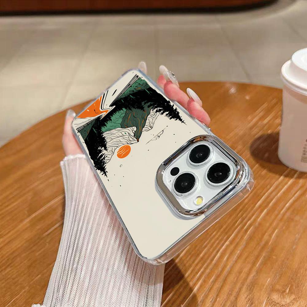 Nature Outdoor Camping Phone Case For Iphone 17 16 15 14 13 12 11 Pro Max Xr Air Plus Silicone Cover Silver Hard Shell Cover