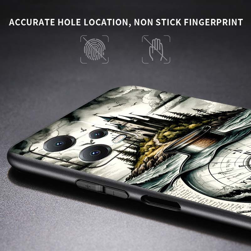 Vintage Kompass Illustration Für Xiaomi Redmi Note 15 14 13 12 12S 11E 11 11S Pro Plus 4G 5G Schwarze Weiche TPU Handyhülle
