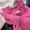 Really Good White Autumn and Winter Raspberry Powder Thick Sweater Women's Loose Soft Pullover Top