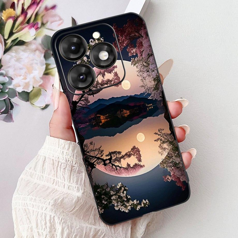 Dragon Koi Fish Landscape Phone Case For Itel A70 A60 A60s Cover Soft TPU Cartoon Bumper On Itel A27 A25 A35 A48 Shockproof Etui