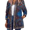 Cardigan Vintage U Neck Flower Print Rich Colors Long Sleeves Pockets Colorfast Loose Ethnic Open