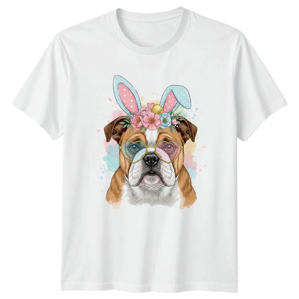 Easter Bulldog Dog With Bunny Unisexs TShirt Spring Easter Dog S