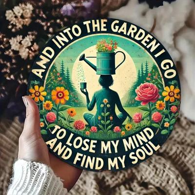 Vintage Metal Tin Sign Garden Girl Flower Pot Quote Wall Decor Home Bar