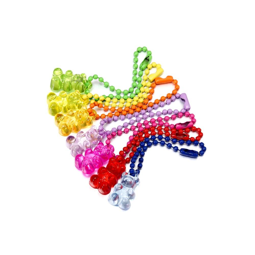 5pcs/lot Candy Color Colorful Cute Resin Bear Keychain Mini Bear With Chain For DIY Jewelry Making Finding Accessories